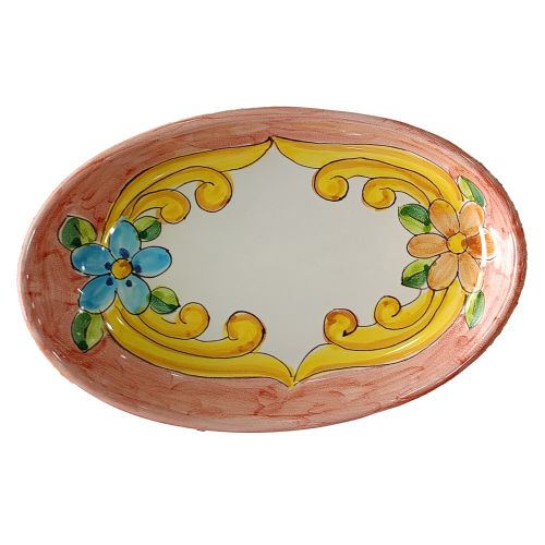 Ovaler Servierteller oder Schale. Barock- und Blumenlinie. Vietri-Keramik. Handbemalt.