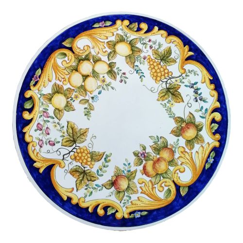 Mesa de piedra volcánica ceramizada. Ischia pintada a...