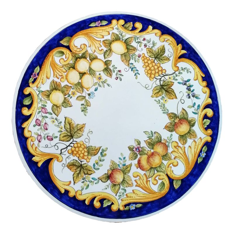 Tavolo in pietra lavica ceramizzata Ischia dipinto a mano. Ceramica di Vietri