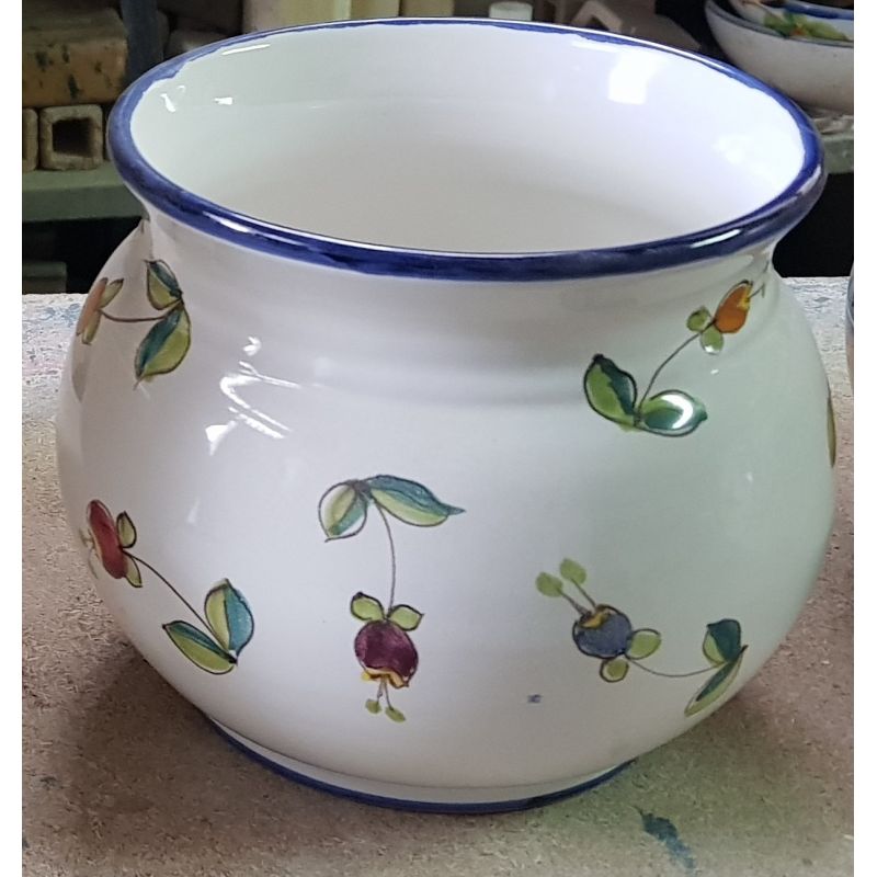 Plant holder white  Background fiorellini. handpainted Vietri ceramic