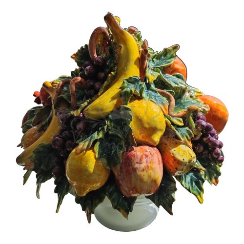 Obstkorb aus Keramik. Handbemalte Vietri-Keramik