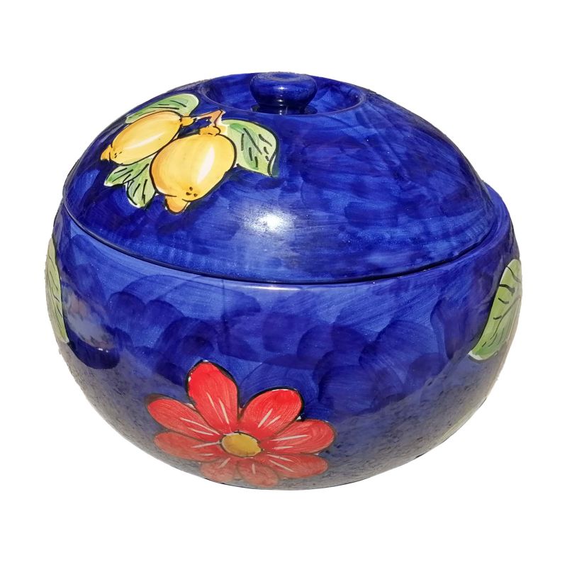 Cookie jar Lemon & Flower line. Hand-painted...