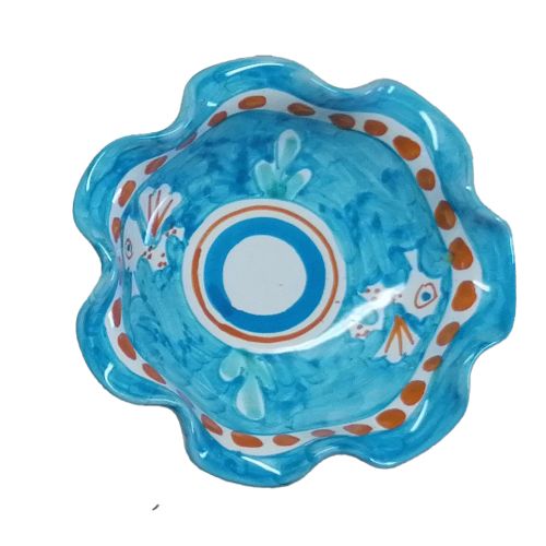 Bowl wave border Animals line. handpainted Vietri ceramic