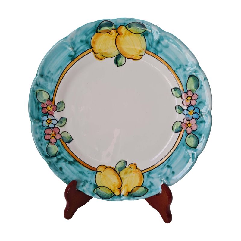 Dish, plate Flowers and Lemons. handpainted Vietri ceramic.