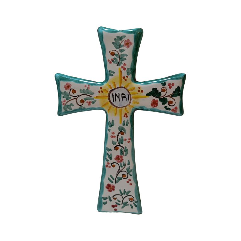Bomboniera croce santa Linea Fiori. Ceramica di...
