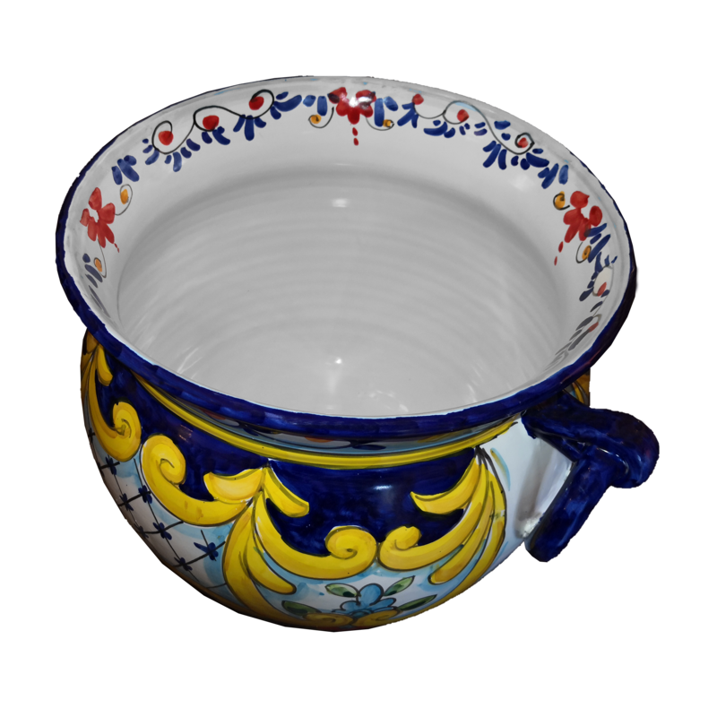 Cachepot Portapianta. Linea Barocco. Bordo Blu....