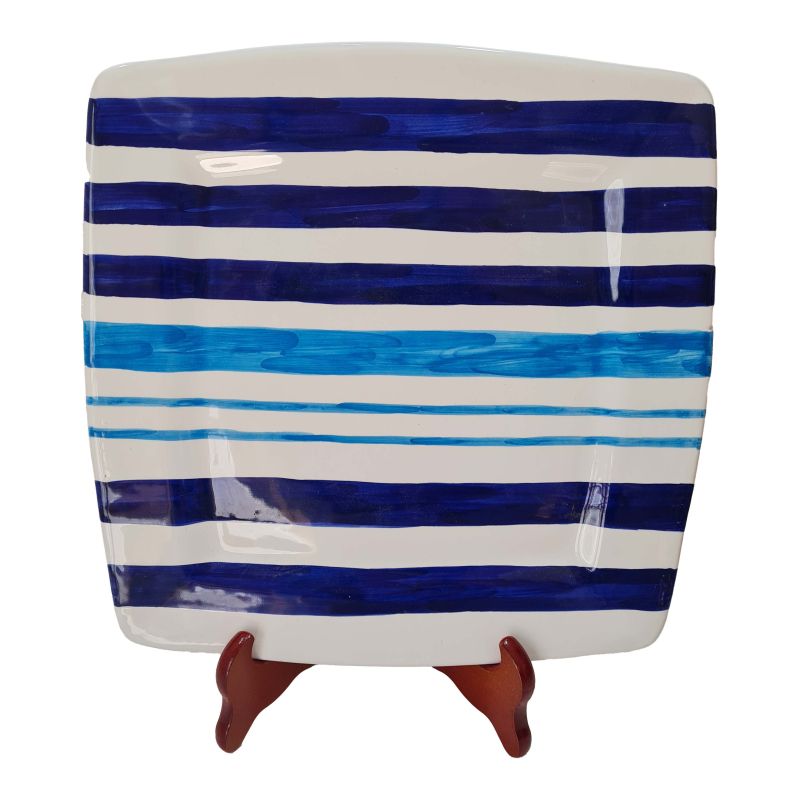 Square plate. Stripes line. Vietri ceramic....