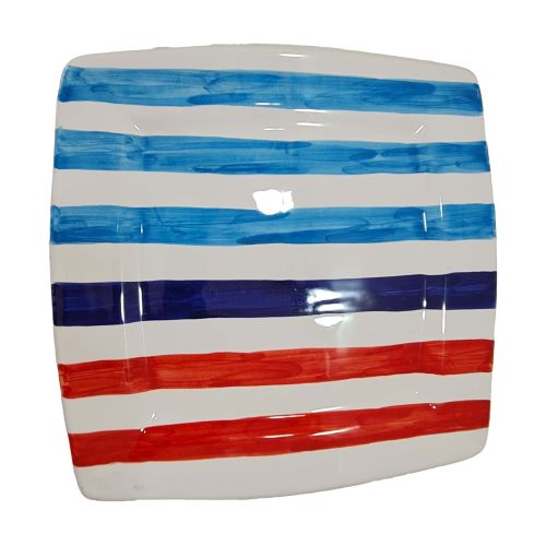 Piatto quadrato linea Righe. Ceramica di Vietri dipinta a mano.