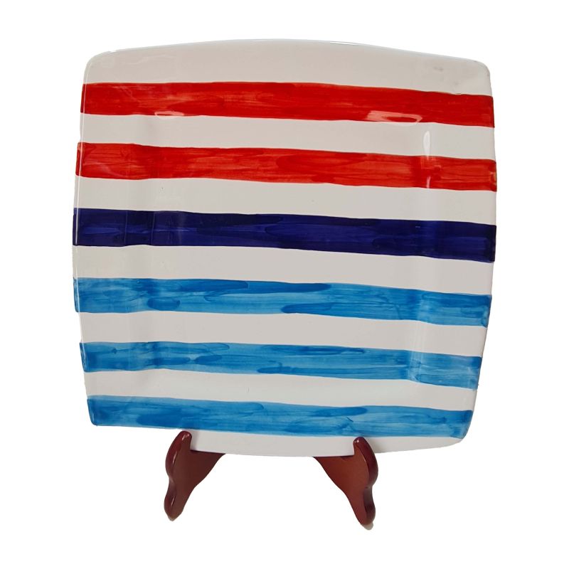 Square plate. Stripes line. Vietri ceramic....