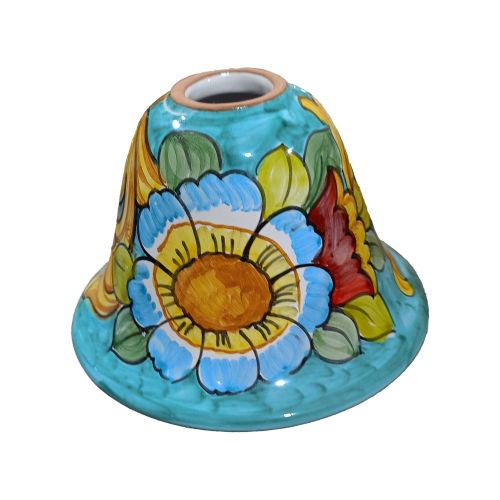 Lampada applique campanella Linea Fiori. Ceramica di Vietri dipinta a mano.