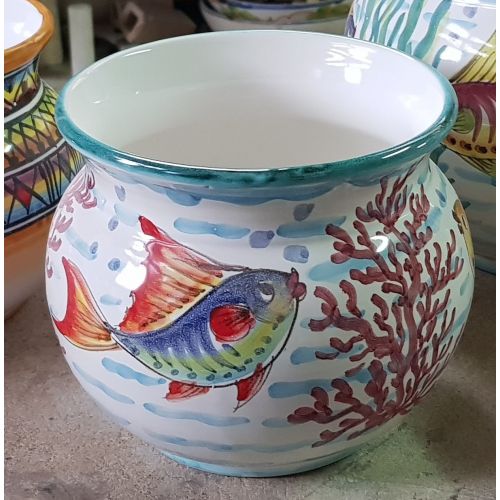Plant holder Fish line. handpainted Vietri ceramic 2