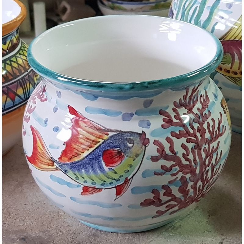 Plant holder Fish line. handpainted Vietri ceramic