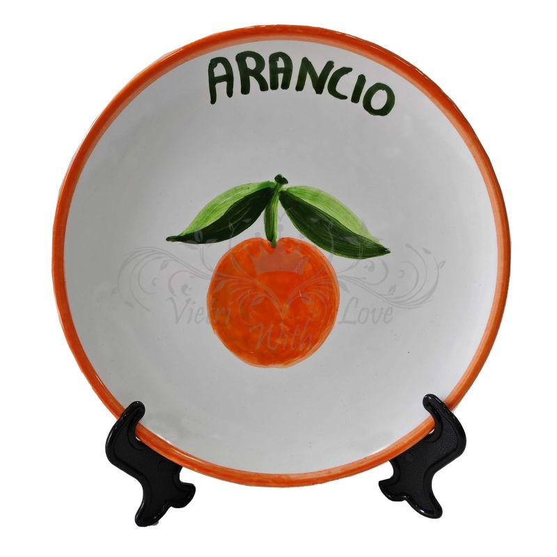 Gemüsegarten-Linienplatte. Vietri-Keramik.