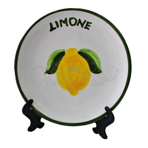 Plate Dish Vegetable garden line. handpainted Vietri ceramic.