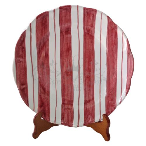 Plate Dish. Double stripes line. Hand-painted Vietri ceramic. Available flat, deep, fruit/dessert or underplate