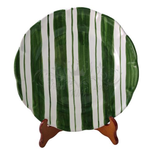 Plate Dish. Double stripes line. Hand-painted Vietri ceramic. Available flat, deep, fruit/dessert or underplate