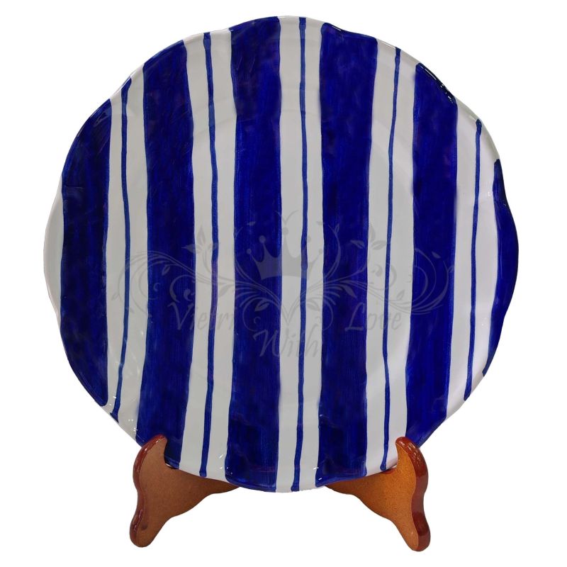 Plate Dish. Double stripes line. Hand-painted...