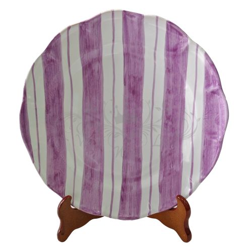 Plate Dish. Double stripes line. Hand-painted Vietri ceramic. Available flat, deep, fruit/dessert or underplate