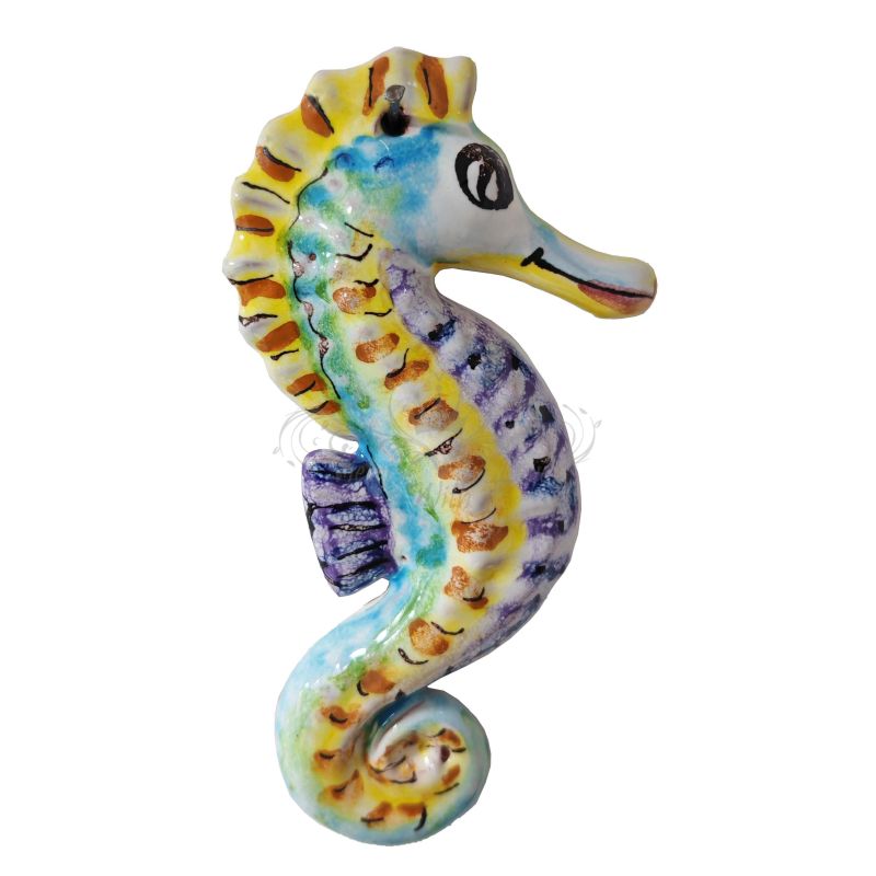 seahorse wall mount handpainted Vietri ceramic