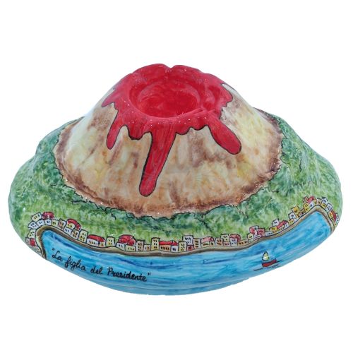 Tegame tegamino da forno forma del Vesuvio Ceramica di Vietri dipinta a mano.