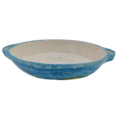 Tegame tegamino da forno forma del Vesuvio Ceramica di Vietri dipinta a mano.