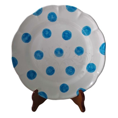 Plate dish Pois balls line. Hand-painted Vietri ceramic. Available flat, deep, fruit/dessert or underplate