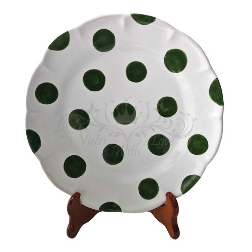 Gericht. Pois-Punktlinie. Handbemalte Vietri-Keramik. Erhältlich als flacher, tiefer, Obst-/Dessert- oder Platzteller