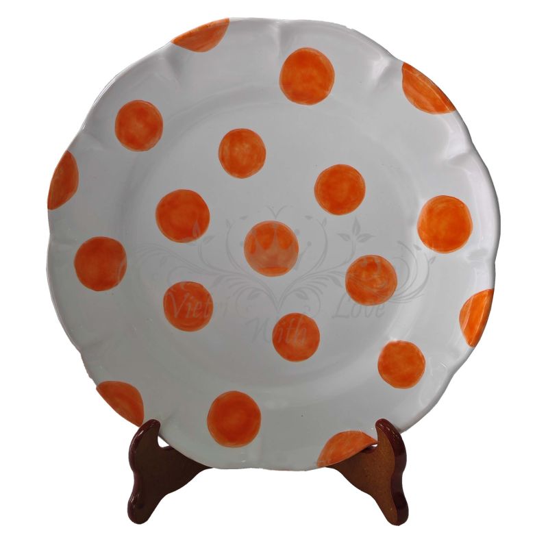 Plate dish Pois balls line. Hand-painted Vietri ceramic. Available flat, deep, fruit/dessert or underplate