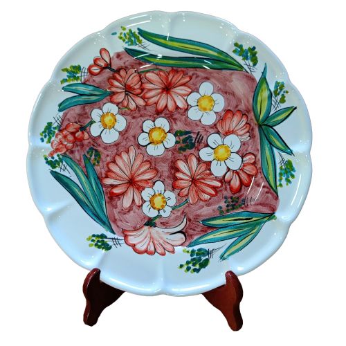 Plato. Línea Flores. Fondo blanco. Cerámica de Vietri.... 2