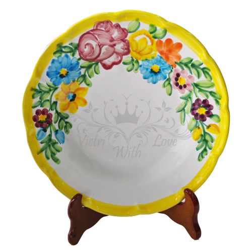 Assiette ligne de fleurs. Céramique Vietri - Disponible en assiette plate, creuse, à fruits/dessert ou sous-assiette