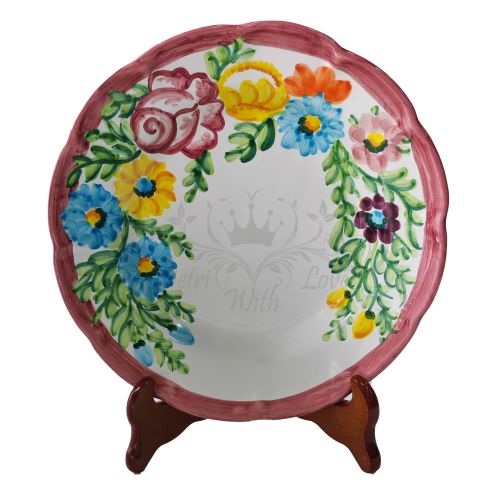 Piatto linea fiori. Ceramica di Vietri - Disponibile piano, fondo, frutta/dolce o sottopiatto