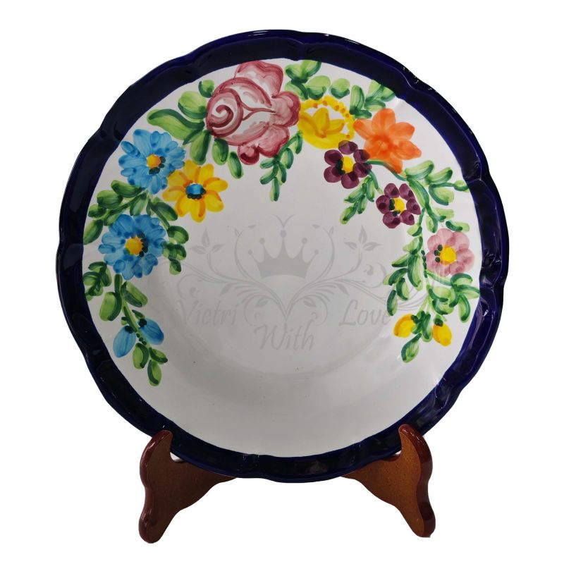 Assiette ligne de fleurs. Céramique Vietri - Disponible en assiette plate, creuse, à fruits/dessert ou sous-assiette