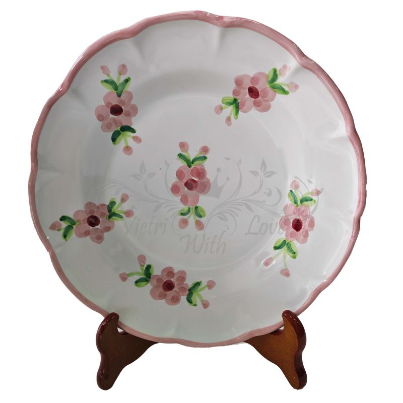 Teller mit Linie Kleine Blumen. Vietri Ceramics – Erhältlich als flacher, tiefer, Obst-/Dessert- oder Platzteller