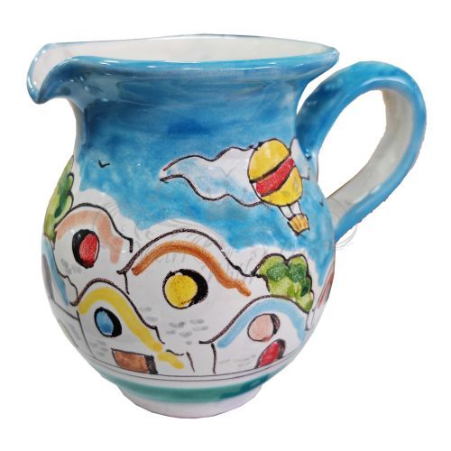 Brocca Panciuta. Linea Casette. Ceramica di Vietri. Dipinta a mano.