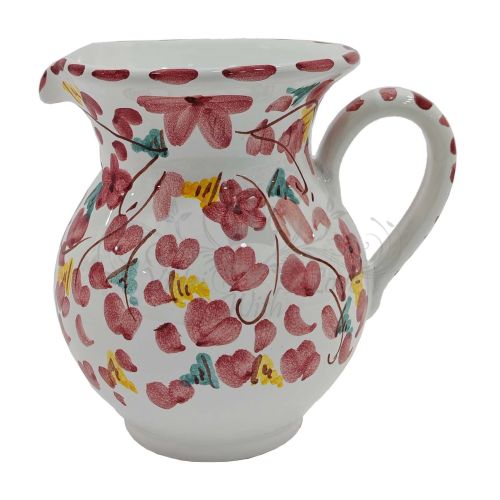 Carafe Bombée. Ligne Fleurs. Décor Bigmama. Céramique de Vietri. Peinte à la main.