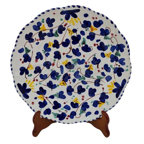 Teller mit Linie Kleine Blumen. Vietri Ceramics – Erhältlich als flacher, tiefer, Obst-/Dessert- oder Platzteller