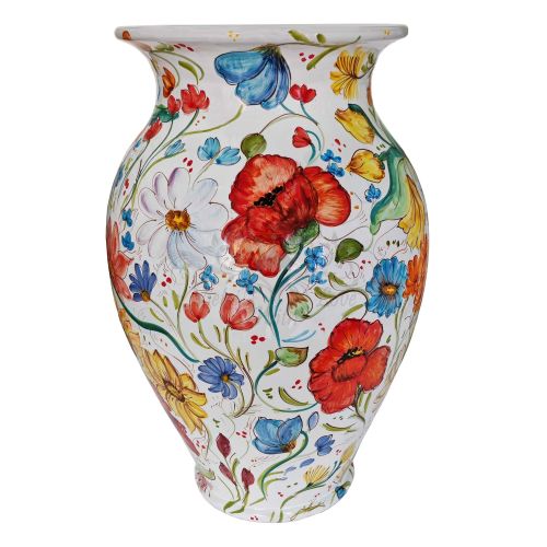 Paragüero. Colección Flores. Decoración de Amapolas. Cerámica de Vietri Pintada a Mano.