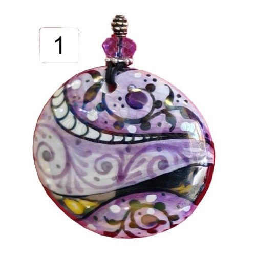 Pendentif en céramique peint à la main – Collier artisanal unique