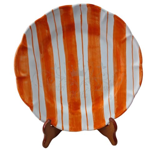 Plate Dish. Double stripes line. Hand-painted Vietri ceramic. Available flat, deep, fruit/dessert or underplate