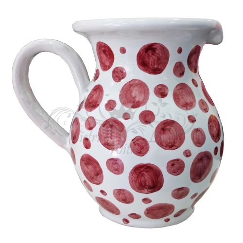 Carafe Bombée. Ligne Moderne. Décor Pois. Céramique de Vietri. Peinte à la main.