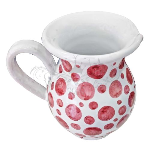 Bulbous Pitcher. Modern Line. Polka Dot Decor. Vietri ceramics. Hand-painted.