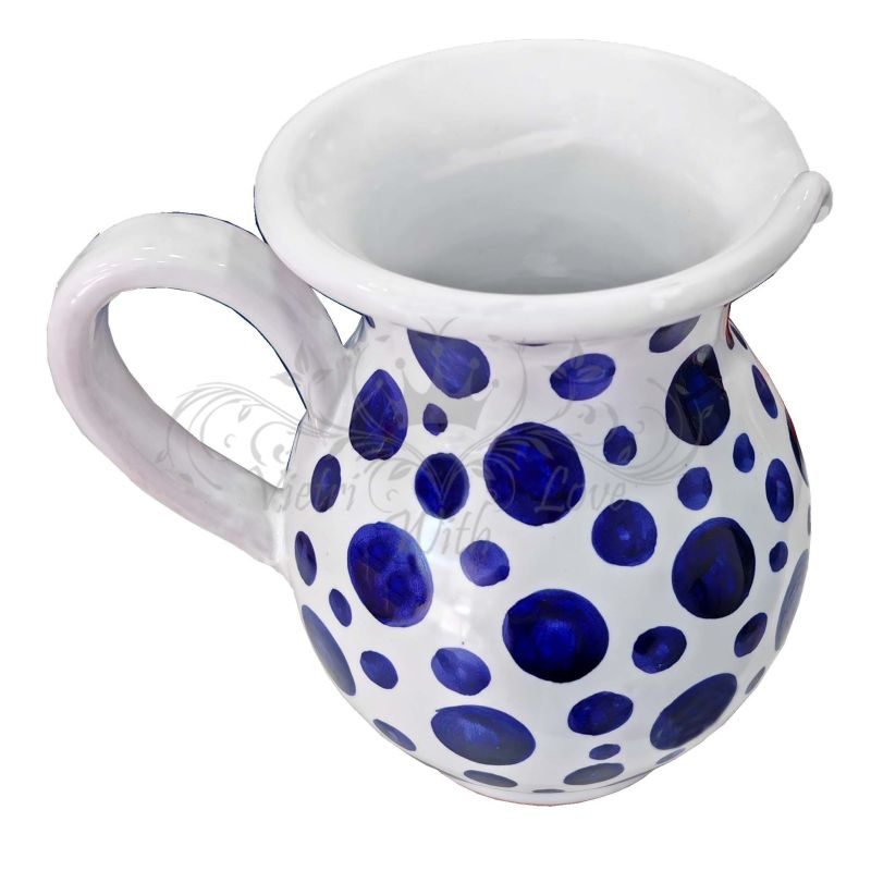 Bulbous Pitcher. Modern Line. Polka Dot Decor....
