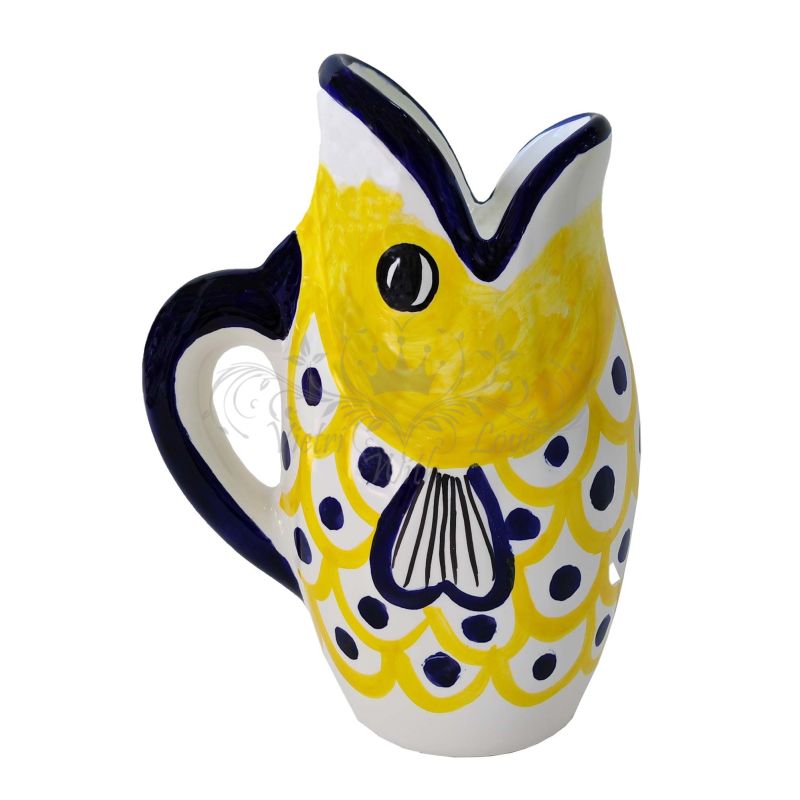Fish Shape Pitcher. Hand painted Vietri ceramic.