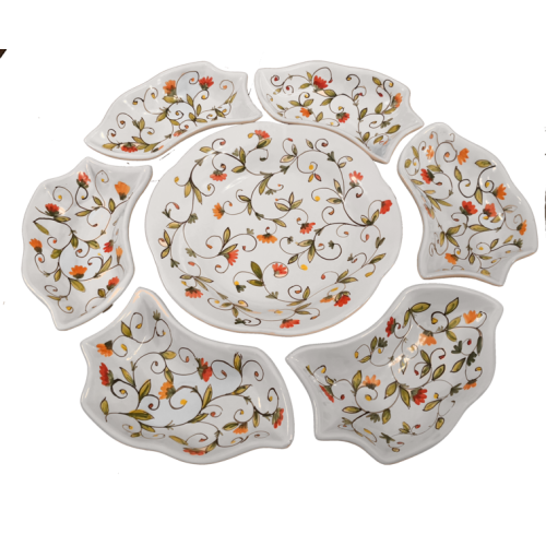 Antipastiera. Cena Fría. 7 piezas. Línea Primavera. Cerámica de Vietri pintada a mano.
