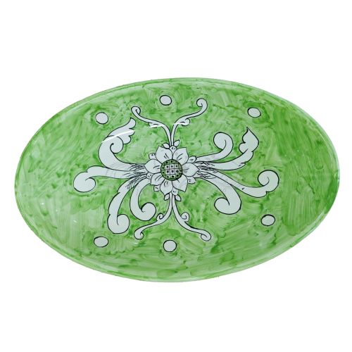 Ovaler Servierteller oder Schale. Blumenlinie. Vietri-Keramik. Handbemalt.