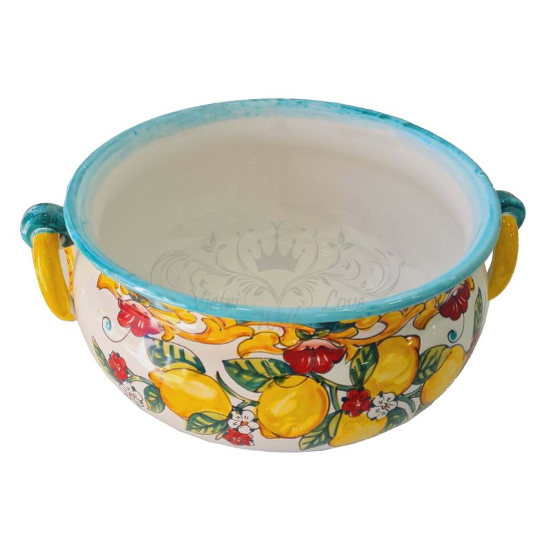 Pflanzenhalter Lemonlinie Cachepot. Handbemalte...