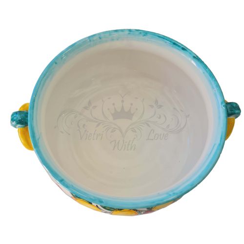 Cachepot Portapianta Linea Limoni e fiori. Ceramica di Vietri dipinta a mano.