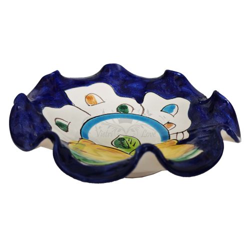 Coppa smerlata. linea casette e limoni. Ceramica di... 2