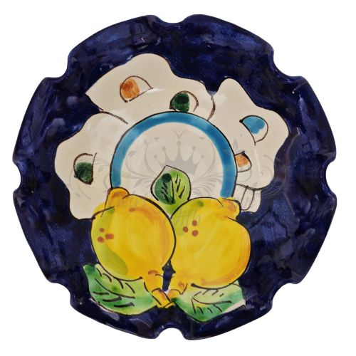 Coppa smerlata. linea casette e limoni. Ceramica di Vietri dipinta a mano.