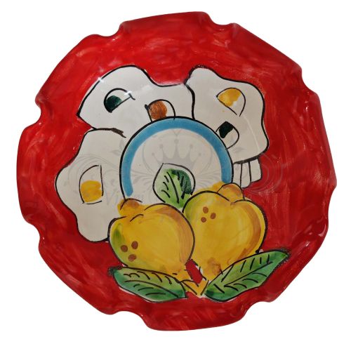 Copa ondulada. Línea Casitas y Limones. Cerámica de Vietri pintada a mano.